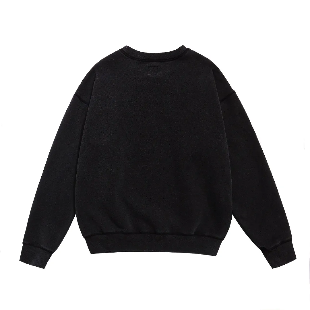 Stylish brand saint michael TEH DEVIANT letter print retro distressed washed velvet loose round neck pullover sweatshirt Fabric: 420g Style number: SM615 Size: S-M-L-XL Color: Black Price: P198